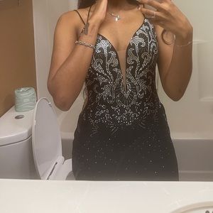 Black Prom Dress with Silver Accents. Price is negotiable!!!!